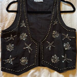 Embroidered Black Vest with Sequins